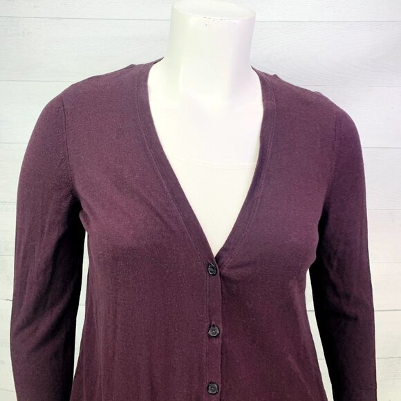 J Jill Women Cardigan Sweater V Neck Button Purple Cotton Rayon Knit Size L - Picture 6 of 14